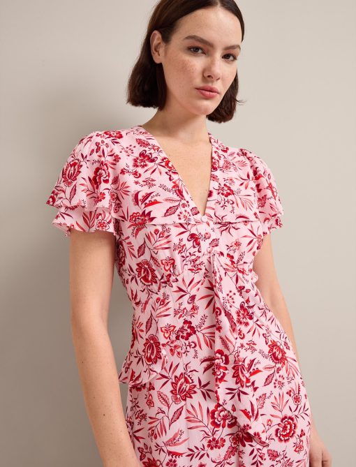 Vivienne Cotton Blend Maxi Dress - Pink Palm Floral Print - 图片 3