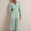 Aspen Cotton Blend Maxi Dress - Green Mono Floral Print