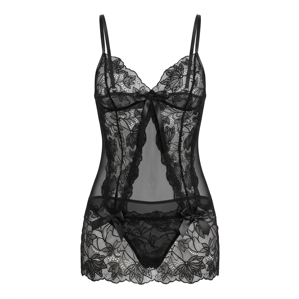 Encanto Nocturno – Babydoll de Encaje con Tanga - Imagen 2