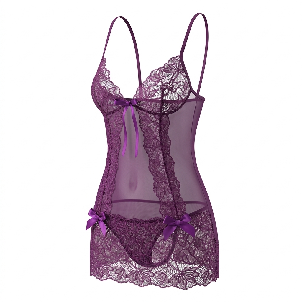 Encanto Nocturno – Babydoll de Encaje con Tanga - Imagen 5