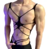 Lencería erótica sexy de talla grande para hombre, transparente y calada, para juegos de seducción en la cama, con entrepierna abierta, tiras y diseño de malla de una sola pieza.