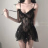 Seduction Noire – Babydoll Corsé de Encaje con Falda Volante