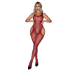 Catsuit Rojo de Red con Estampado Leopardo y Aberturas