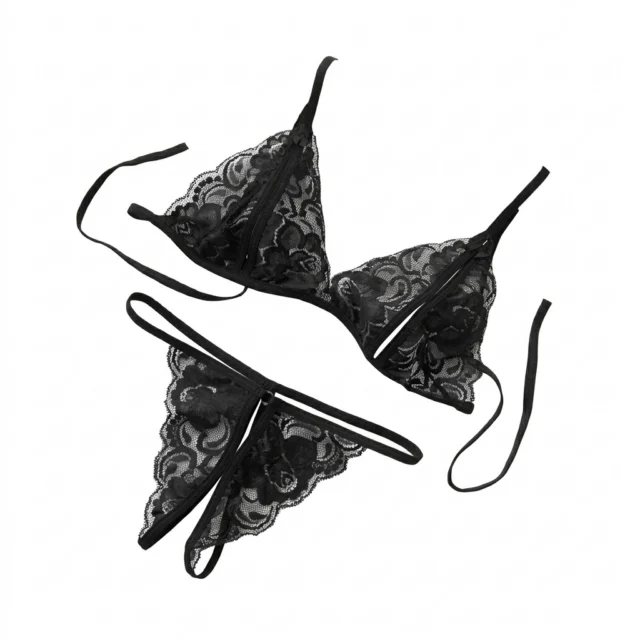 Encanto Floral – Conjunto de Lencería de Encaje con Tiras